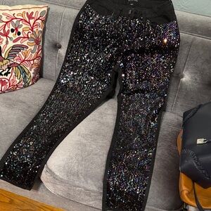 Boston Proper Black Sequin Straight Leg Jeans
